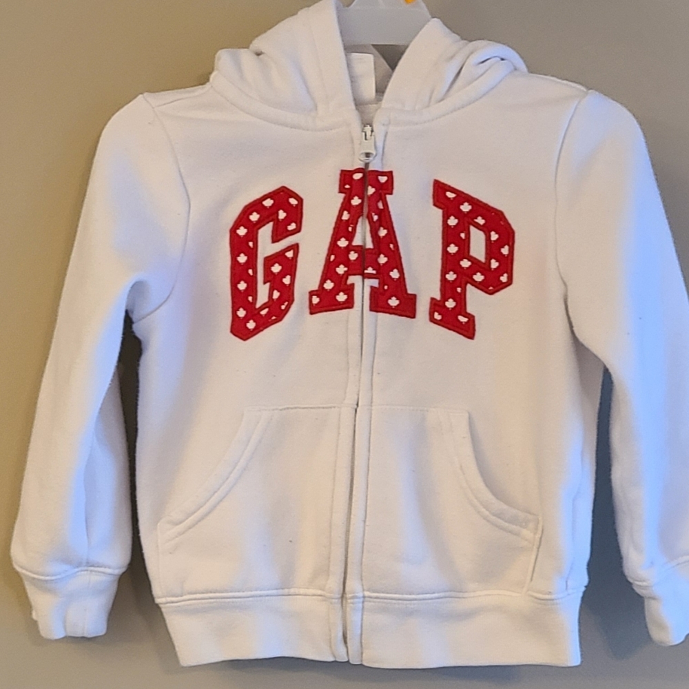 Baby Gap white and red zip up hoodie
